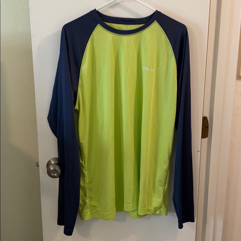 Columbia Men’s Lime Green and Navy Long-Sleeve Performance Shirt